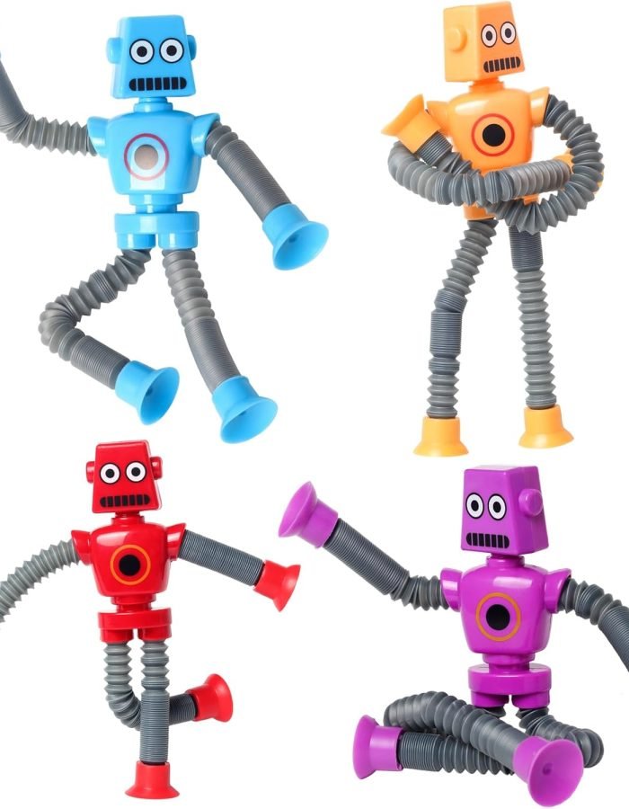 4-Pack Telescopic Suction Cup Robot Fidget Toys